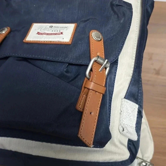 Himawari | Backpack | Navy and Beige | Brushed Silver Accents | Gently worn - Picture 12 of 12